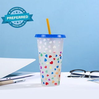 Taza de paja de 710 ml con logotipo con tapa reutilizable tazas de plástico vaso fiesta fría taza café P5T7 (1)