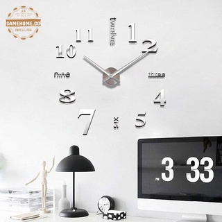 Moda digital reloj espejo pegatina de pared plata