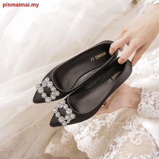 Zapatos de boda mujer boda novia rojo mujeres embarazadas zapatos planos puntiagudo boca poco profunda solo zapatos nuevo Xiuhe zapatos de ropa de gran tamaño de las mujeres zapatos (3)