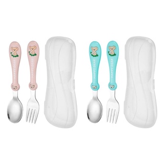 gaea* Baby Tableware Set Children Utensil Stainless Steel Toddler Dinnerware Infant Food Feeding Spoon Fork