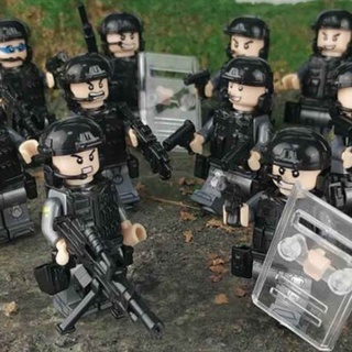10 piezas SWAT policía militar Mini figuras arma ejército SS soldado ajuste Lego juguetes (5)