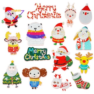 dibujos animados de la serie de navidad bordado ropa parche santa claus diy bolsa pantalones decorativos de tela pegatina de planchado etiqueta
