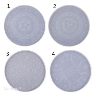 King 4 piezas de péndulo astrología zodiacal tablero de resina epoxi molde el sol luna estrella Tarot bandeja de tarjetas redondo molde de resina herramienta de brujería