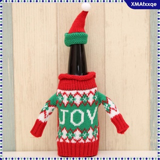 navidad suéter de punto botella de vino cubierta con tapa conjunto de adorno de navidad cena fiesta decoración de mesa