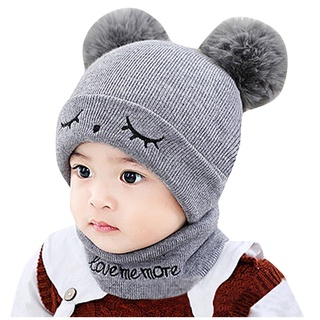 [EFE] recién nacido niños bebé niño niña pompón sombrero invierno caliente punto ganchillo gorro gorro bufanda (1)