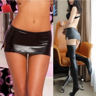 【puchi】 Women Black Wet Look Bodycon Short Slim Micro Mini Skirt Evening Party Clubwear CO