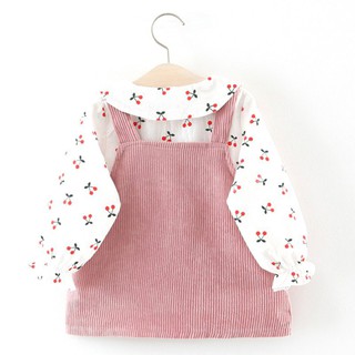 camiseta camiseta cuello redondo manga larga motivo impresión de dibujos animados cherry traje +ib falda para niñas (7)