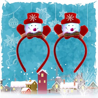 Js navidad luz Led banda de pelo Santa reno muñeco de nieve diadema eléctrica aro de pelo decoración de fiesta para niños (6)