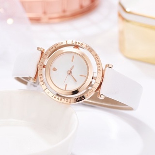 Reloj de mujer Moda Cuero Reloj de cuarzo para mujer Innovación Reloj de esfera giratoria