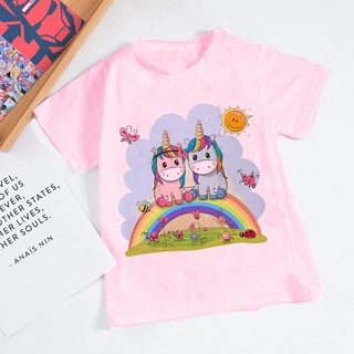 Camisetas Unicornio Unisex Para Niños Y Niñas , De Manga Corta Blanca , Hermosas Bebé , Ropa De 2-9 Años , Novedad En Verano De 2021