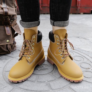 Timberland estilo alto amarillo botas botas de los hombres zapatos de cuero zapato de corte alto Top Kasut Kasut Wanita aiJO