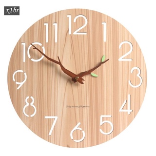 reloj de pared nordic de madera 3d reloj de pared hueco para habitación de niños/decoración del hogar de 12 pulgadas