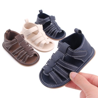 Ruiaike sandalias para bebé/niños De cuero Pu antideslizantes De suela De goma color sólido tamaño 0-24 Meses (2)