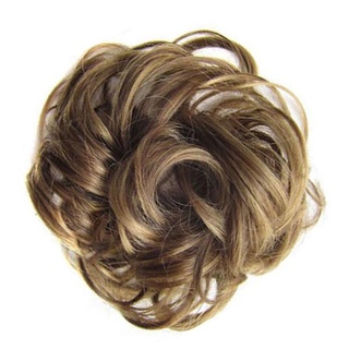 mujeres envoltura desordenado bollo rizado pedazo de pelo peluca scrunchie cola de caballo extensiones de pelo (4)