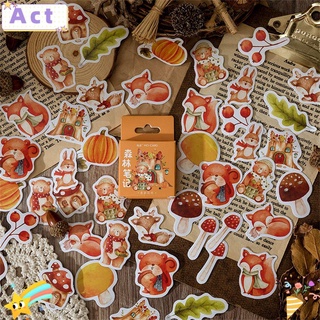 ACT 46pcs Stationery Paper Stickers Planner Decorative Stickers Sticker DIY Forest Scenery Album Journal Diary Vintage Scrapbooking