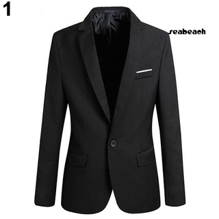Los hombres de la moda Slim Fit Formal de un botón traje Blazer abrigo chamarra Outwear Top (4)