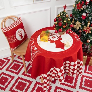 Mantel Nórdico De Lino De Algodón De Navidad Restaurante De Año Nuevo Ambiente Rojo De La Sala De Estar ♔