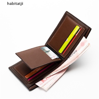 [habi] carteras de cuero para hombre, cortas, delgadas, vintage, con clip de dinero, tarjetas de crédito, dólares.