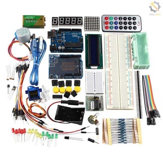 Kit de aprendizaje r3 UNO Compatible con Arduino con Motor paso a paso 1602LCD sensores Servo tablero de pan cable de puente