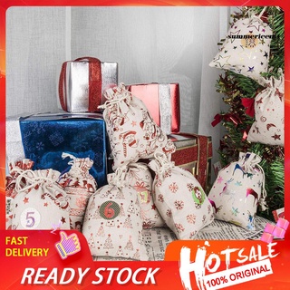 24 unids/Set navidad Santa alce niños caramelo bolsa de almacenamiento con cordón bolsas
