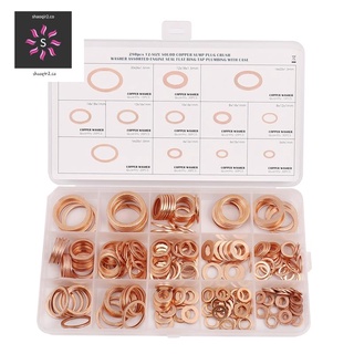 280Pcs Copper Oil Seal Gasket Set with Flat Gasket Copper Gasket Oil Seal Copper Gasket