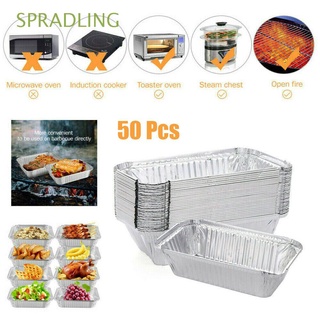 SPRADLING Disposable BBQ Drip Pan Recyclable Kitchenware Grease Drip Pan Tin Outdoor Replacement Barbecue Aluminum Foil 50 Pcs Kitchen Supplies/Multicolor