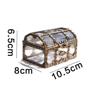 Caja transparente del tesoro de cristal de la gema de la caja de plástico pirata transparente decoración Props almacenamiento B1L4