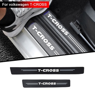 Xuming 4pcs fibra de tela umbral de coche proteger coche pegatina accesorios de coche decoración Interior para Volkswagen Vw T Cross Tcross