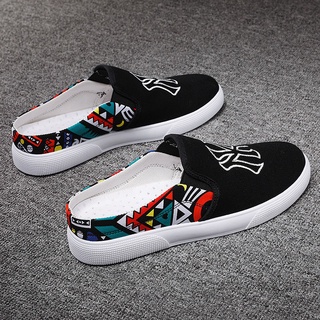 zapatos de lona zapatillas de los hombres de verano transpirable versión coreana de la tendencia de perezoso zapatos un pedal baotou media zapatillas de los hombres todo-partido zapatos casuales