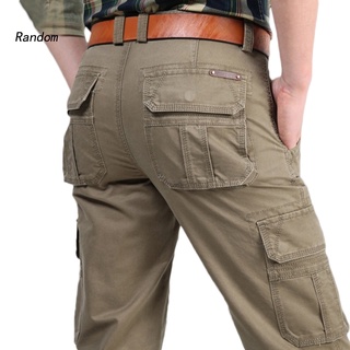 Ty/mono de talla grande para hombre color sólido con múltiples bolsillos/pantalones Cargo (3)