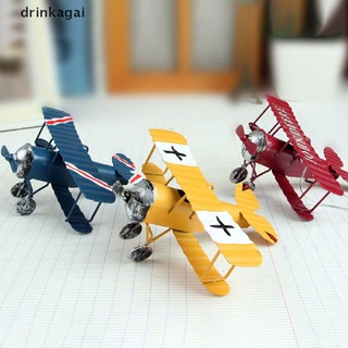[drinka] vintage biplano modelo mini figuras para decoración del hogar metal hierro aire plano modelo 471co