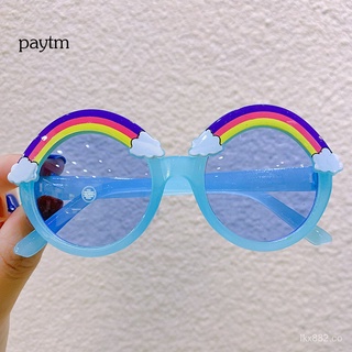 YL🔥Bienes de spot🔥[PY] lentes de sol para niños con borde arcoíris/protección UV para ojos/niñas/niños【Spot marchandises】 (8)