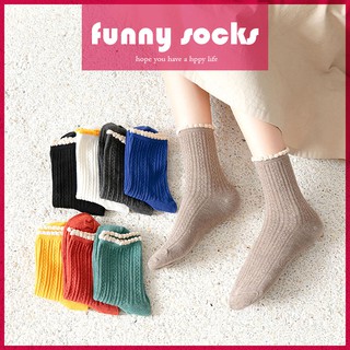 Calcetines divertidos lindos calcetines tobillo stoking nuevos calcetines de las mujeres calcetines de algodón japonés encaje burbuja boca tubo calcetines largos calcetines de cuatro estaciones de las mujeres calcetines de color sólido