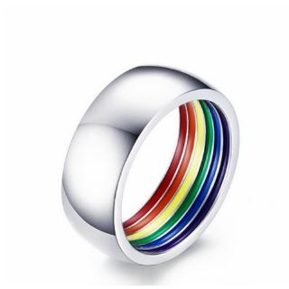 Anillo De Orgullo Gay LGBT Arco Iris De Acero Inoxidable Esmalte (1)