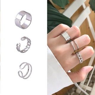 moda hip-hop punk estilo anillo de doble capa hueco abierto anillos de tres piezas conjunto de anillo de moda anillo