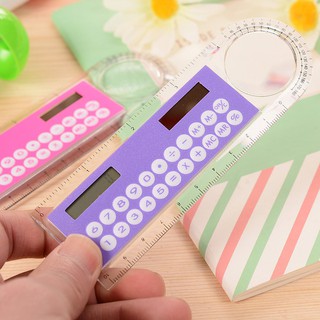10cm regla Mini calculadora 2 en 1 lupa niños papelería escuela oficina herramienta (1)