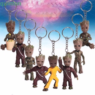 Quinton lindo árbol hombre llavero para niños llavero Groot figura Mini Groot figura juguetes figura de acción Interior accesorios coche adorno para regalos árbol hombre llavero