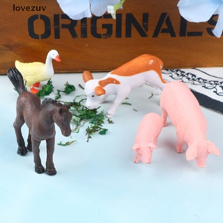 lovezuv diy granja trabajador cerdo caballo vaca pato animal modelo miniatura decoración co