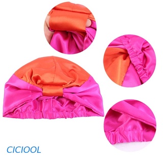 cicio gorro de seda sintética para dormir/gorro turbante elástico anudado color contraste