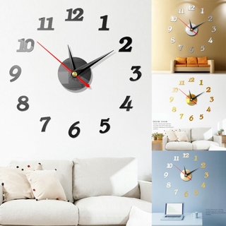 Reloj De Pared 3d Con Pantalla Digital Simple Espejo Acrílico Decoración Del Hogar Diy