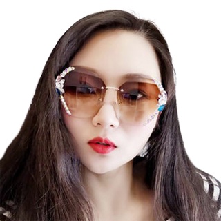 Fashionable And Elegant Anti Ultraviolet Round Face Slim Rhinestone Sunglasses