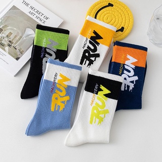 Calcetines deportivos casuales Hip Hop para mujer con estampado De letras/calcetines De Tubo medio/multicolor (3)