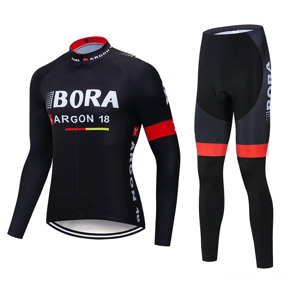Bora Team - conjunto de ropa de ciclismo de manga larga, camisas de bicicleta, pantalones acolchados (1)