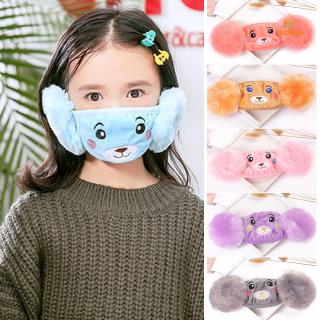 BH lavable niños cubierta de la oreja diseño de dibujos animados oso lindo peluche orejeras cubierta de la boca para niños