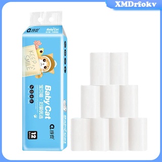 12 rollos de papel higiénico de 4 capas, pulpa de madera, pañuelos de baño, comodidad, 4 capas