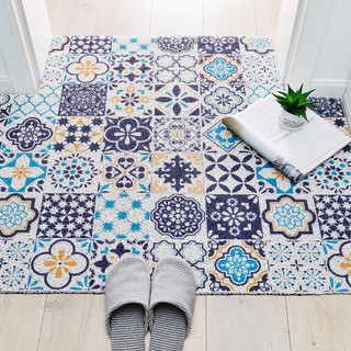 Se puede cortar imitación azulejos círculo de seda alfombrillas de piso, antideslizante alfombra de polvo alfombrillas