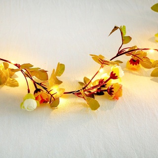 ghulons 30 led de flores artificiales con pilas de 7,2 pies de rosa cadena de luces (9)