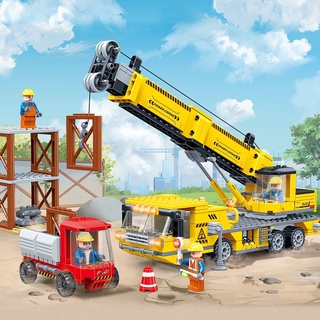Goood bloques de construcción compatibles con Lego Engineering Vehicle Series Lifting grúa montaje de suelo empujando mezclador educativo Lego juguetes