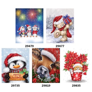 animales de navidad pintura al óleo por números kits de lienzo dibujo diy arte de imagen