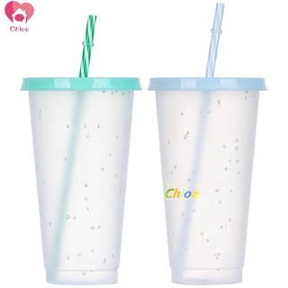 CHLOE Multicolor Color Changing Cup Dining Supplies Discoloration Drink Ware PP Portable Temperature Kitchen Tool Fashion Coffee Straw Cup (1)